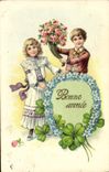CPA Fantaisie Fleurs Enfants Trefles