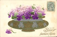 CPA Fantaisie Fleurs decor argenté