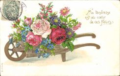 VINTAGE POSTCARD Fantasy Flowers