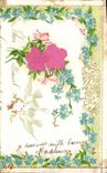 VINTAGE POSTCARD Fantasy Flowers Doves