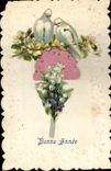 VINTAGE POSTCARD Fantasy Flowers Doves