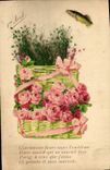 VINTAGE POSTCARD Fantasy Poisson Flowers
