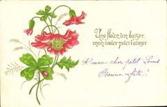 VINTAGE POSTCARD Fantasy Flowers Clover