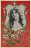 VINTAGE POSTCARD Fantasy Flowers Woman