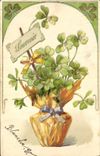VINTAGE POSTCARD Fantasy Flowers Clover