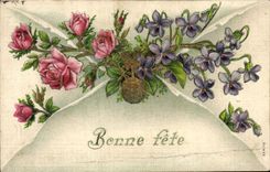 VINTAGE POSTCARD Fantasy Flowers
