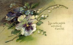 VINTAGE POSTCARD Fantasy Flowers Lily of the valley