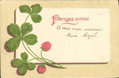 CPA Fantaisie Fleurs Trefles Pensez A Moi