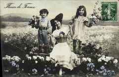 VINTAGE POSTCARD Fantasy Flowers Of France Woman Alsace Children
