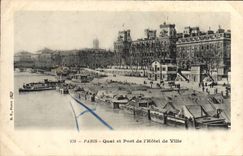 CPM Paris Quai Et Port De I'Hotel de Ville