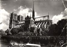 MODERN CARD Paris While Strolling View Of Notre Dame Boat Barge