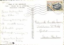 MODERN CARD Paris While Strolling View Of Notre Dame Boat Barge