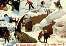 CPM Les beaux dimanches et le sombre lundi Enfants Ski