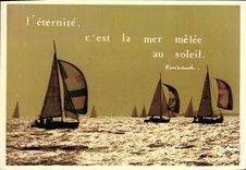 CPM L'Eternite c'est la mer melee au soleil Bateau Voilier