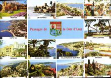 POSTAL MODERNA los paisajes de la dimensión del d del cabo de Napoule Cannes Vallauris del azul Menton afligen a Juan los pinos de Mónaco