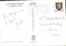 POSTAL MODERNA Normandía lujuriante cubrió con paja manzanos del normando y De la cabaña en flores