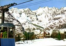 POSTAL MODERNA cadenas de Courmayeur de Mont Blanc vistas del teleférico de Chercouit