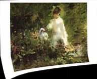 MODERN CARD Young woman in the flowers Edouard Manet