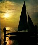 CPM Coucher de soleil Bateau 