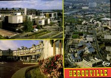 MODERN CARD Holy Herouville Clearly the theater the town hall Seen air of the center town