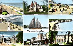 MODERN CARD Lion sur Mer the dam and the beach the castle the beach Sailing Boat TANAGRA Vista Villa