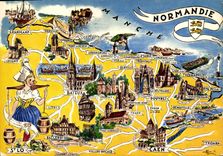 MODERN CARD the French Provinces Normandy St Lo Caen Dover Bayeux