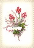 CPM Heureux Anniversaire Fleurs