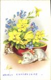CPM Heureux Anniversaire Chat Chaton 