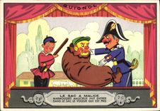 POSTAL MODERNA el bolso tiene Mischievousness Marmousset Malicieux insertado en el bolso el ladrón que se toma la marioneta