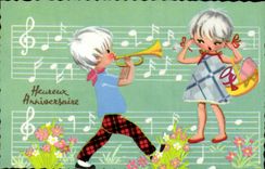 MODERN CARD Happy Birthday Children Trumpet