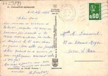 POSTAL MODERNA normando cubierto con paja de Normandía de la cabaña