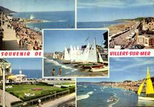 POSTAL MODERNA Villers en caminata del mar y el Voiliers varan en los lugares Jean Mermoz de la playa