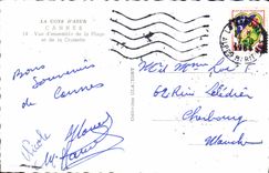 MODERN CARD Cannes Overall picture of the Beach and the Small cross