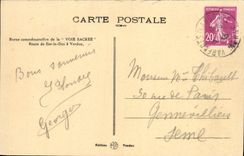 Conmemorativo llevada POSTAL de la VENDIMIA de la ruta de Sacree de la manera de la barra el duque tiene Verdún Militaria