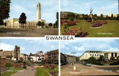 MODERN CARD Swansea Civic centers Victoria Park Castle gardens Town centers