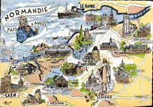 MODERN CARD Normandy Country of Trough Le Havre Steamer Lisieux Foklore