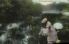 CPM La Vie Aux Champs Recreation Femme Peche Folklore