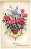 CPM Heureux Anniversaire Fleurs