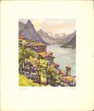 MODERN CARD Landscape Houses at the edge of a pond