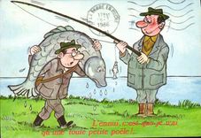 CPM L'ennui cest que je n'ai qu'une toute petite poele Poisson Peche 