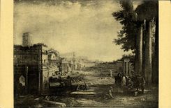 VINTAGE POSTCARD Claude Lorrain Sight of Campo Vaccino has Rome Paris Musee Of the Louvre