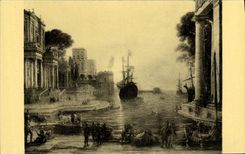 VINTAGE POSTCARD Claude Lorrain Ulysses Ramene Chryseis has his father Paris Musee Of the Louvre