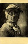 VINTAGE POSTCARD Chardin Portrait of the artist to the visor Paris Museum Of Louvre