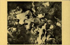 VINTAGE POSTCARD Delacroix the death of Sardanapale Paris Museum Of Louvre