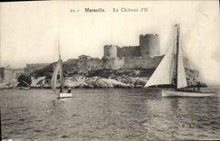 CPA Marseille Le Chatau d'lf Bateau Voilier