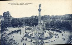 CPA Marseille Place Castellane et la Fontaine Cantini Tramway