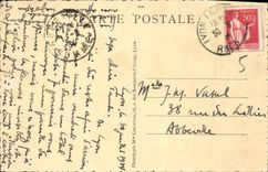 VINTAGE POSTCARD Artistic Lyon side Sight of Fourviere and confluence of the Rhone and the Saone