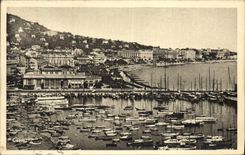 VINTAGE POSTCARD Cannes the casino the port and the small cross Boats