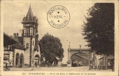 VINTAGE POSTCARD Strasbourg Bridge of the Rhine and Batiments of the Customs