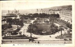 VINTAGE POSTCARD Nice Gardens of King Albert the hotel of France and the Ruhl hotel
